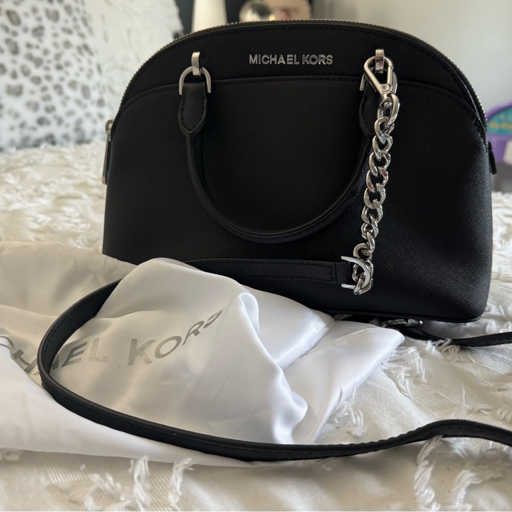 Michael Kors Black Mini Bag with Silver Chain